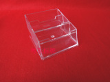 高档透明三格名片盒办公3层名片座桌面名片架册收纳盒创意名片夹