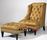 新古典新款整装脚蹬简约现代休闲单人沙发可定制布艺沙发老虎椅