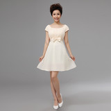 新款韩版婚纱短款伴娘裙 时尚泡泡袖新娘装敬酒服 晚礼服