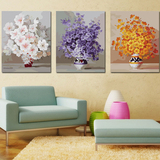 数码彩绘手绘diy客厅3拼三联三拼幸福之花抽象花卉风景数字油画
