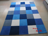 红鹤地毯，蓝色格子地毯客厅茶几地毯沙发，1.4*2米地毯 蓝白