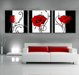 玫瑰花时尚欧式挂画壁画|现代客厅装饰画三联画|沙发背景墙无框画