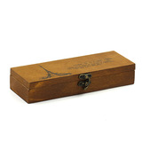 Etee木质复古盒子笔盒松木文具盒收纳盒收纳盒桌面收纳箱锁扣铁塔