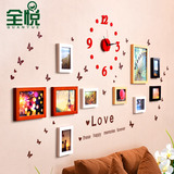 主播背景设计布置实木照片墙 创意钟表组合墙贴相片墙 蝴蝶B款