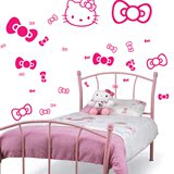 家居用品 装饰品墙贴KT猫蝴蝶结儿童房卧室床头浪漫电视背景特价