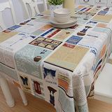 英伦简约宜家复古彩标图案全棉加厚布艺餐桌布 台布 桌垫 茶几布
