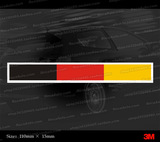美国反光汽车贴纸  德国国旗竖条窄标白边版 S189 黑色和红色车适