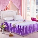 韩版雪纺公主蕾丝花边紫色床裙双层蕾丝床罩防尘床套1.5 1.8m床品