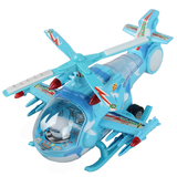 大号闪光电动飞机非遥控儿童男孩玩具直升机拼装万向地面滑行模型