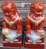 景德镇精品70/80年代文革瓷老厂货雕塑瓷天安门对狮子最大号一对