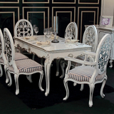 新古典餐桌椅组合 特价后现代实木洽谈桌 简约欧式白色烤漆饭台