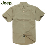 JEEP/吉普男装夏款休闲衬衣全棉纯色大码商务短袖衬衫JS8WH181