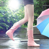 夏韩国防滑水靴水鞋雨鞋雨靴女高筒靴子女鞋牛筋底单靴马丁靴女潮