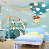 卡通墙纸儿童房卧室大型壁画幼儿园背景墙壁纸环保无纺布无缝墙布