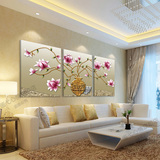 超强立体感花卉风景装饰画 现代客厅沙发背景墙三联无框画 水晶画