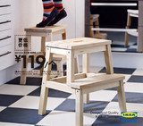 IKEA宜家代购 贝卡姆 踏脚凳, 白杨  实木阶梯凳浴室凳换鞋凳矮凳