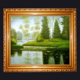 森林 湖 自然风景 欧洲 壁画 家居 现代装饰画 喷绘画 油画 挂画