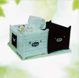 手工DIY礼物/立体十字绣套件材料包/黑白小猪/长方形纸巾盒抽纸盒