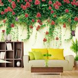 大型壁画 美式3d立体电视背景墙纸壁画 卧室客厅仿砖墙纸田园蔷薇