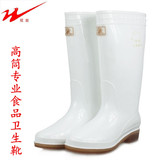 正品食品靴白色防水雨靴耐油酸碱高筒卫生靴牛筋底防滑厨师厨房靴