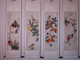 中国画 工笔画花鸟画 中美凌雪作品真迹 四条屏 客厅书房字画礼品