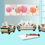 水晶布纹膜粉色浪漫蒲公英客厅卧室墙画无框现代装饰挂壁画三联画