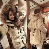 香港代购2015冬季韩版中长款修身显瘦羽绒服女貉子大毛领加厚外套