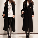 韩国2015秋冬季新款 韩版风衣大码女装修身显瘦长款大衣毛呢外套