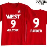 2015全明星NBAT恤马刺 帕克Parker 9号 篮球运动男士短袖T恤夏装