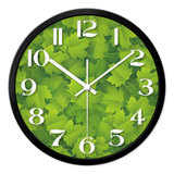 摩门客厅卧室创意挂钟时钟表小清新绿色枫叶时尚超静音挂表HG0030