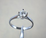 特价送证书时尚天然正品30分14K白金钻石女结婚圆钻指环戒指包邮