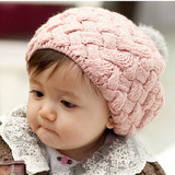 韩国婴儿贝雷帽子秋冬款女宝宝帽子公主帽毛线帽冬天儿童套头帽