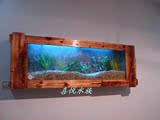 厂销炭化木系列生态鱼缸，壁挂式水族箱1.2米 金鱼缸挂壁式