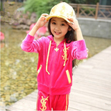 童装女童2015新款春装韩版儿童衣服男童卫衣金丝绒运动休闲套装