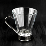 欧洲原装进口意大利产 热饮钢化玻璃红茶具 钢托带柄拿铁咖啡杯子