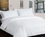 宾馆酒店床上用品 纯棉加密3cm缎条被套 全棉纯白色被罩 尺寸齐全