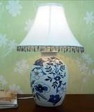 中式青花瓷台灯现代简约陶瓷卧室床头灯客厅书房桌灯大小两款