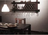 欧式美式实木酒柜展示悬挂高脚杯壁挂式红酒架水曲柳实木酒架包邮