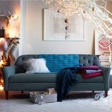 现货北欧宜家欧式沙发美式新古典布艺拉扣实木框架双人三人沙发