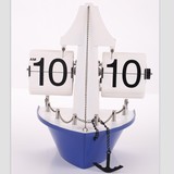 欧式创意翻牌钟海盗船型帆船座挂自动翻页钟办公桌面摆件书房时钟