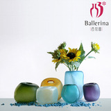 欧式现代简约家居饰品彩色玻璃花瓶摆件琉璃花器客厅手工艺术花瓶