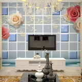 3D立体浮雕浪漫花卉客厅大型壁画 电视墙纸沙发背景 欧式3d仿瓷砖