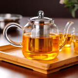 左茗右器耐热玻璃泡花茶壶不锈钢过滤网红茶茶具冲茶器加厚大水壶