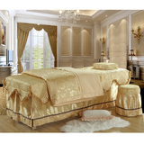美容床罩四件套金色高档全棉欧式美容院专用纯棉按摩床罩80宽通用