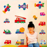 卡通汽车幼儿园儿童宝宝房墙面装饰墙贴 早教卧室床头工程车贴纸