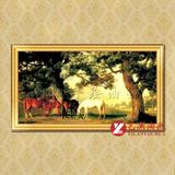 世界名画大橡树下的母马和马驹风景手绘油画 可定制任意尺寸FJ103
