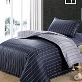 单人全棉学生床品三件套 深色耐脏经典条纹寝室通用规格1.0 1.2米