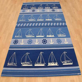 地中海时尚蓝帆船儿童房地毯床边客厅卧室满铺沙飘窗地毯地垫定制