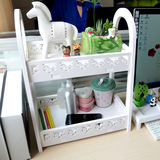 创意环保简易2层小书架 白色办公室桌面收纳架 整理架 储物架
