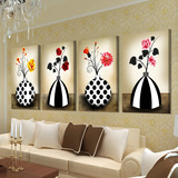 客厅无框画壁画餐厅装饰画 水果画欧式花瓶三联画背景墙抽象挂画